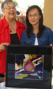Connie Pickering Stover and Bingxin Zhao, Dec. 2012 with "Cosmic Joy".