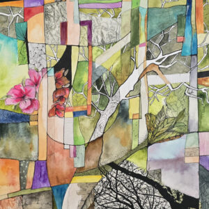 Fairmount Park watercolor collage by Connie Pickering Stover