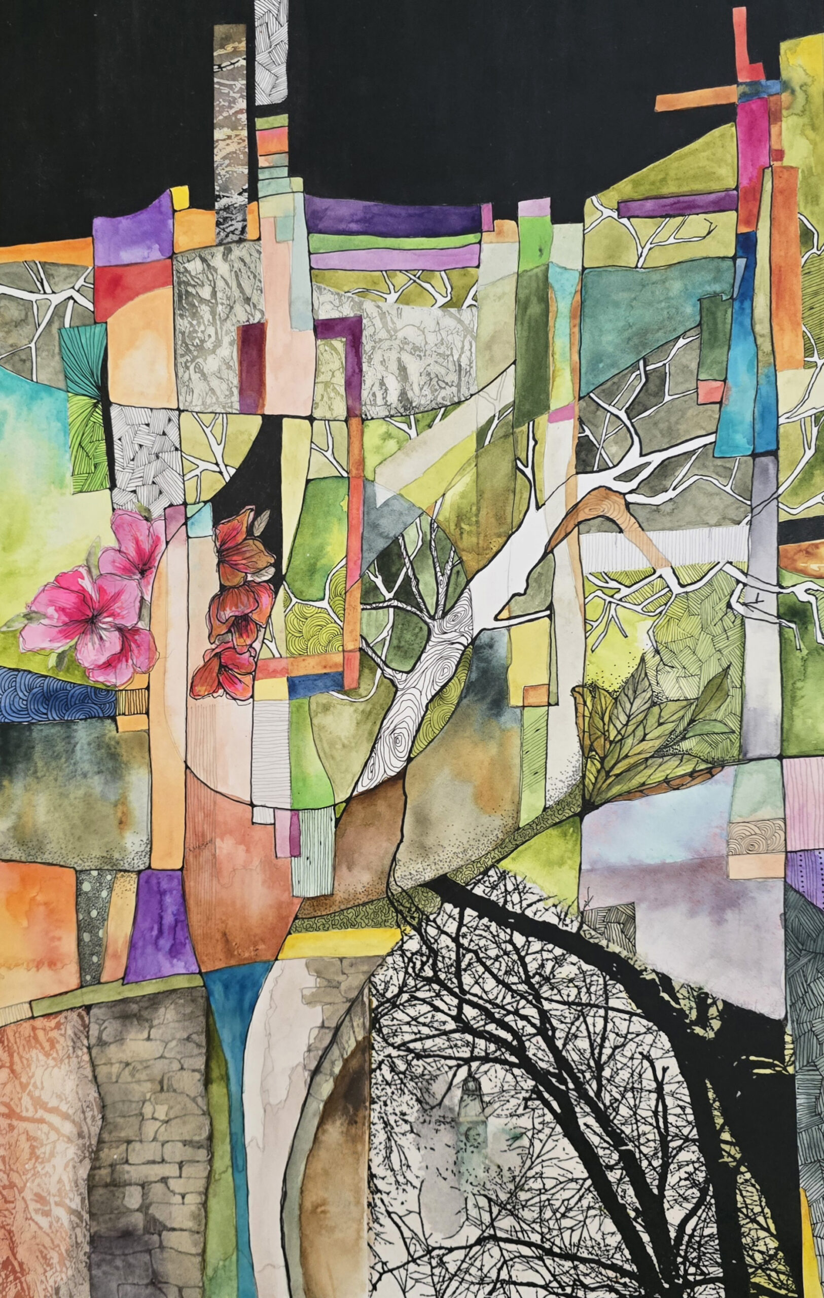 Fairmount Park Fairmount Park watercolor collage by Connie Pickering Stover