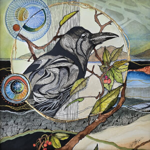 My Raven Friend watercolor by Connie Pickering Stover