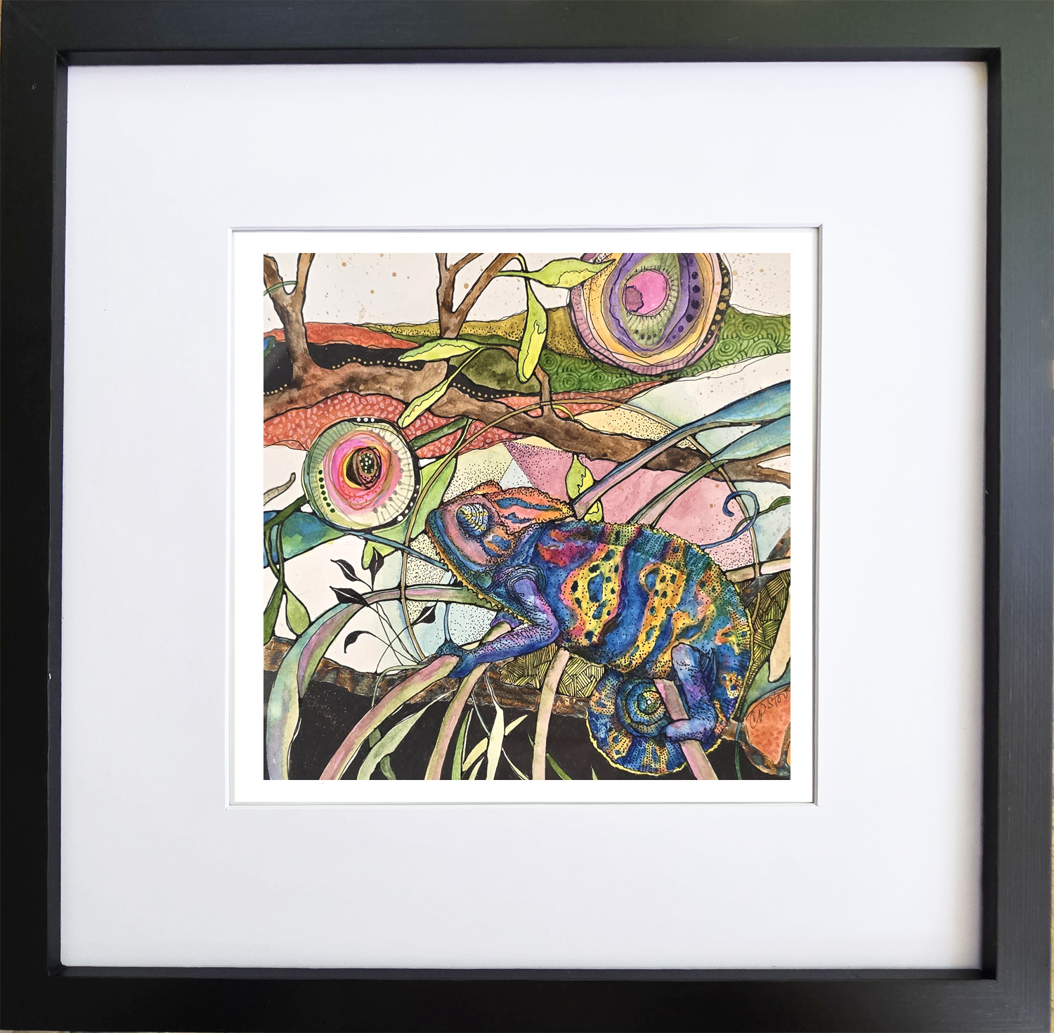 kevin chameleon frame Kevin Chameleon print by Connie Pickering Stover