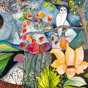 Forest Olly Owl print by Connie Pickering Stover