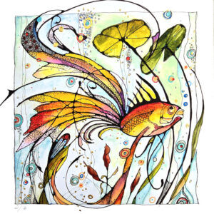 Golden Fish of Three Wishes print by Connie Pickering Stover